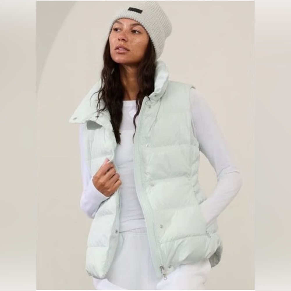New ATHLETA 1X Glacier Green Downtown Full Zip Insulated Puffer Vest Women's